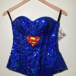 NEW! Sexy Supergirl Costume (DC Comics) - Blue Sequins Corset - Small/Medium/Petite (Size 2-10)