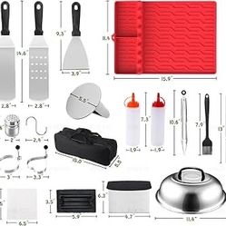 38pcs Blackstone Griddle Accessories Kit, Flat Top Grill Tools with Smashed Burger Press and Silicon