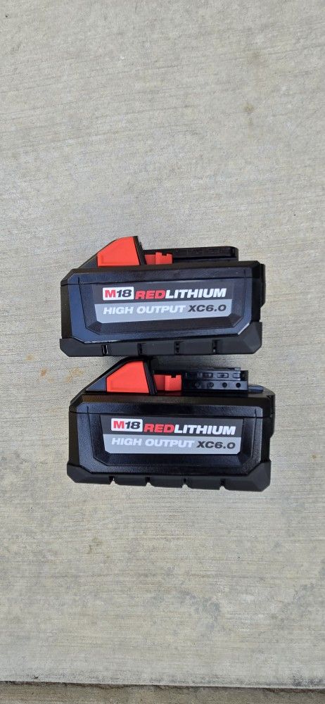 Milwaukee 18v Batteries 6.0 Amp High Output Brand New Price For Both