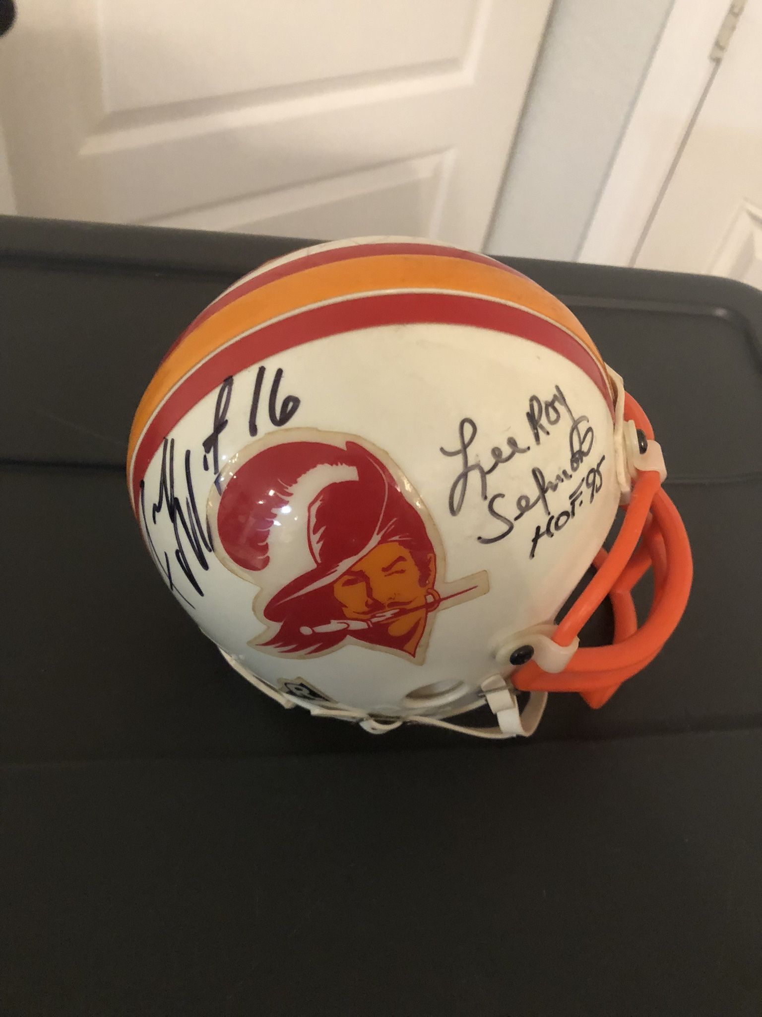Signed Mini Bucs Helmet 