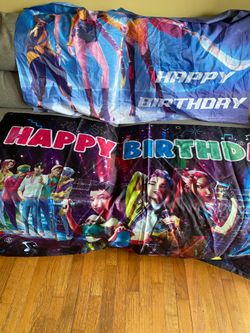 K pop demon hunter bday banners. Holes on corner from hanging