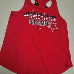 Girls 10-12 AMERICAN DREAM patriotic red,white,blue  red tank, Lot Y
