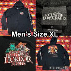 Universal Studios Halloween Horror Nights Skull Black Zip Up Hoodie Adult Sz XL