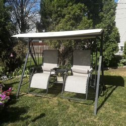Porch Swing Zero Gravity Lounger With Canopy