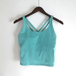 Baby Blue Strappy Sports Bra Tank – Cross Back, Size M