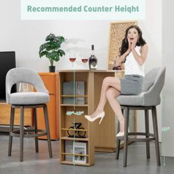 30" Bar Height Swivel Bar Stool Set of 2 Upholstered 