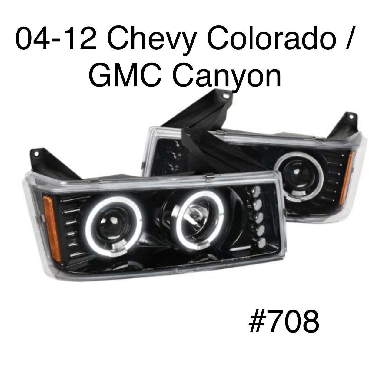 2004 TO 2012 Chevrolet Colorado / GMC Canyon LED Halo Projector Headlights - Glossy Black