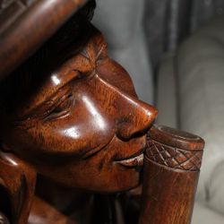 Ifugao Wood Carved Statue Antique, Native Musician Hunter