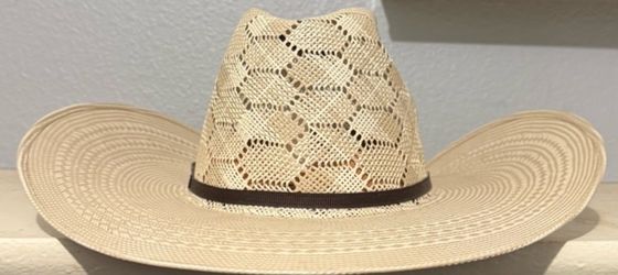 NEW Rafter C Shantung Straw Cowboy Hat - Ivory/Tan Honeycomb Vent. Size 7 1/4 (Model CR73405).