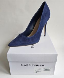 Marc Fisher Codie Navy Blue Suede Pointed Toe Heels Size 8