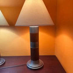 Modern Lamp - Natural Wood & Brushed Nickel 