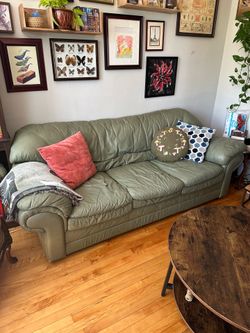 Green Leather Sofa Couch