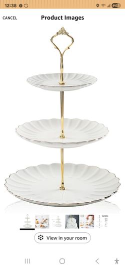 Sweejar 3 Tier Ceramic Cake Stand Wedding, Dessert Cupcake Stand for Tea Party Serving Platter (