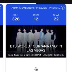 BTS tour LAS VEGAS 5/24 2x tickets