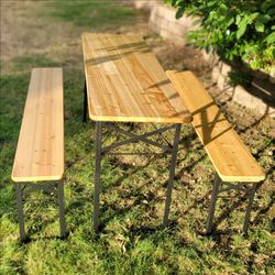 Wedding - 3-Piece Outdoor Wood Table & Benches Set
