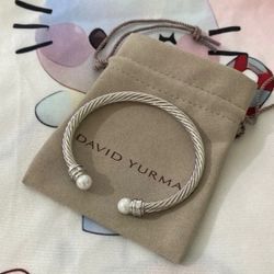 David Yurman Sterling Silver Pearl And PaveDiamond Bracelet