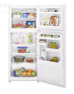 Whirlpool ET0MSRXTQ
9.7 cu. ft. Top-Freezer Refrigerator with 2 Glass Shelves, Clear Humidity-Controlled Crisper and Reversible Door Swing: White-on-W