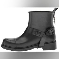 Coach Tristee Black Rubber Ankle Moto Booties with Chunky Sole Rain Boots 7B