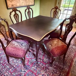 Antique Dining Table With 6 Chairs