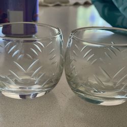pair of Stackable Roly Poly glasses / mid-century modern barware. 