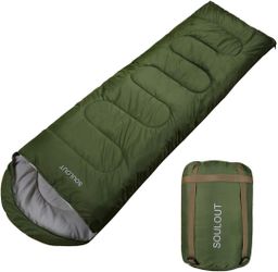 Lightweight 3-4 Season Sleeping Bag – Warm, Waterproof & Camping Ready (Army Green)