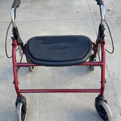 Nova Rolling Walker and Seat Heavy Duty 600 lb Capacity - Dual Brake Adjustable and Folding 