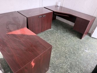 2 Desks And Cabinet