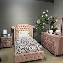 Pink Velvet Twin Bedroom Set 🇺🇸Memorial Day Sale🇺🇸
