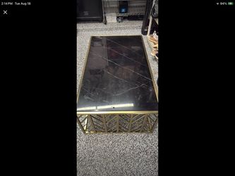 Modern/Contemporary black/gold marble top coffee table
