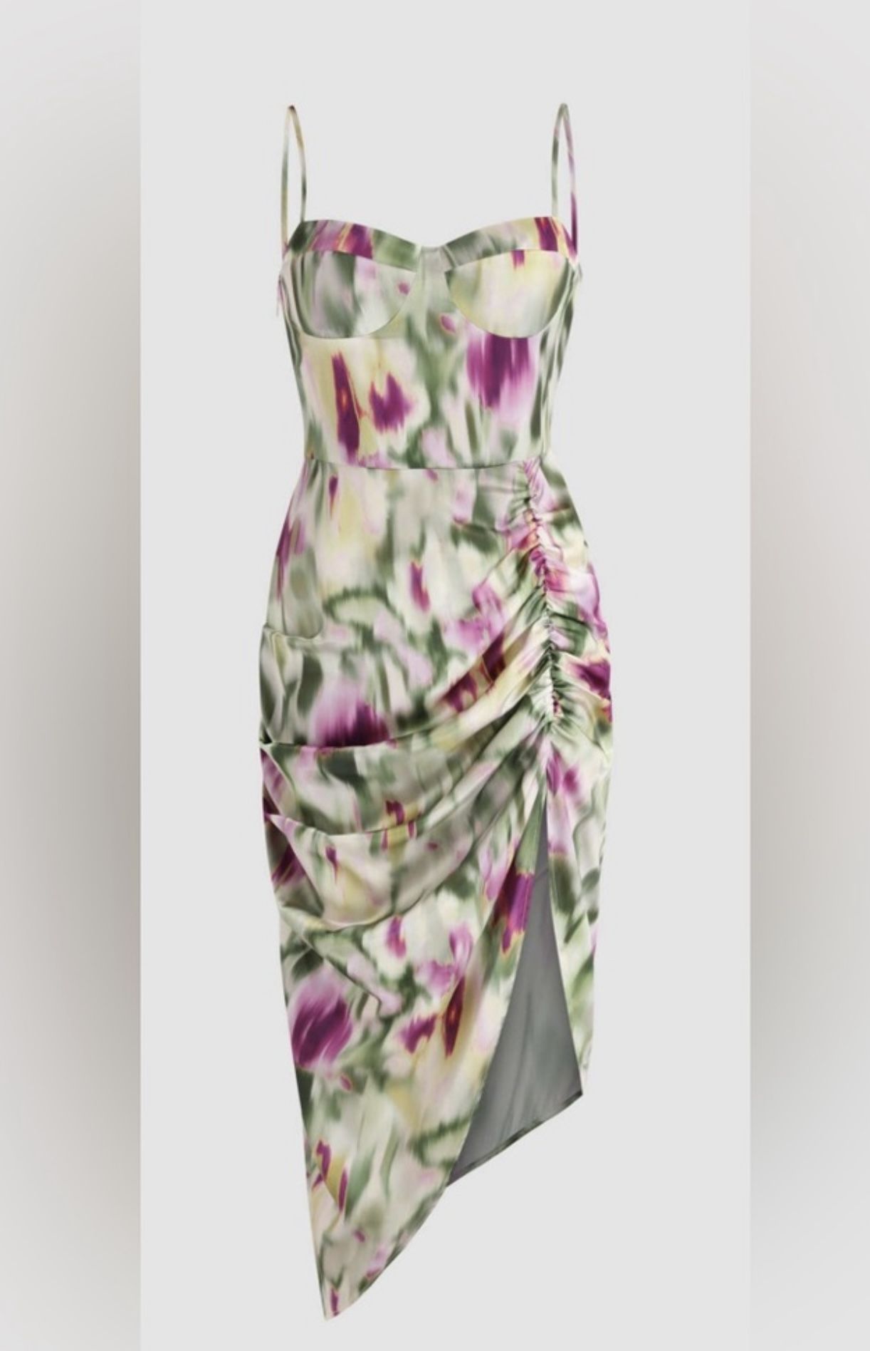 Cider Illusion ruched midi dress