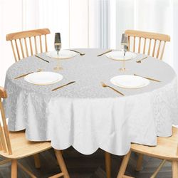 Polytable Round Tablecloth white Wrinkle Resistant and Washable Polyester Fabric Table Cloth for Dining Party Indoor and Outdoor Use, 70 x 70 Inch

