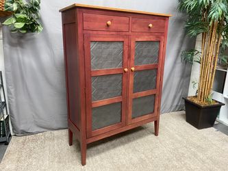 ETHAN ALLEN Plum Stained Pie Safe Storage Cabinet