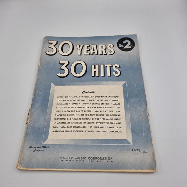 30 Years 30 Hits No. 2 Lyrics & Music Sheet Music Booklet *Missing pgs. 43-46**
