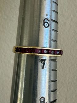 10k gold ring Band Ring with Red Stones
