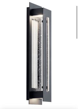 Kichler River Path 23" LED Outdoor Wall Light in Textured Black & Seeded Glass