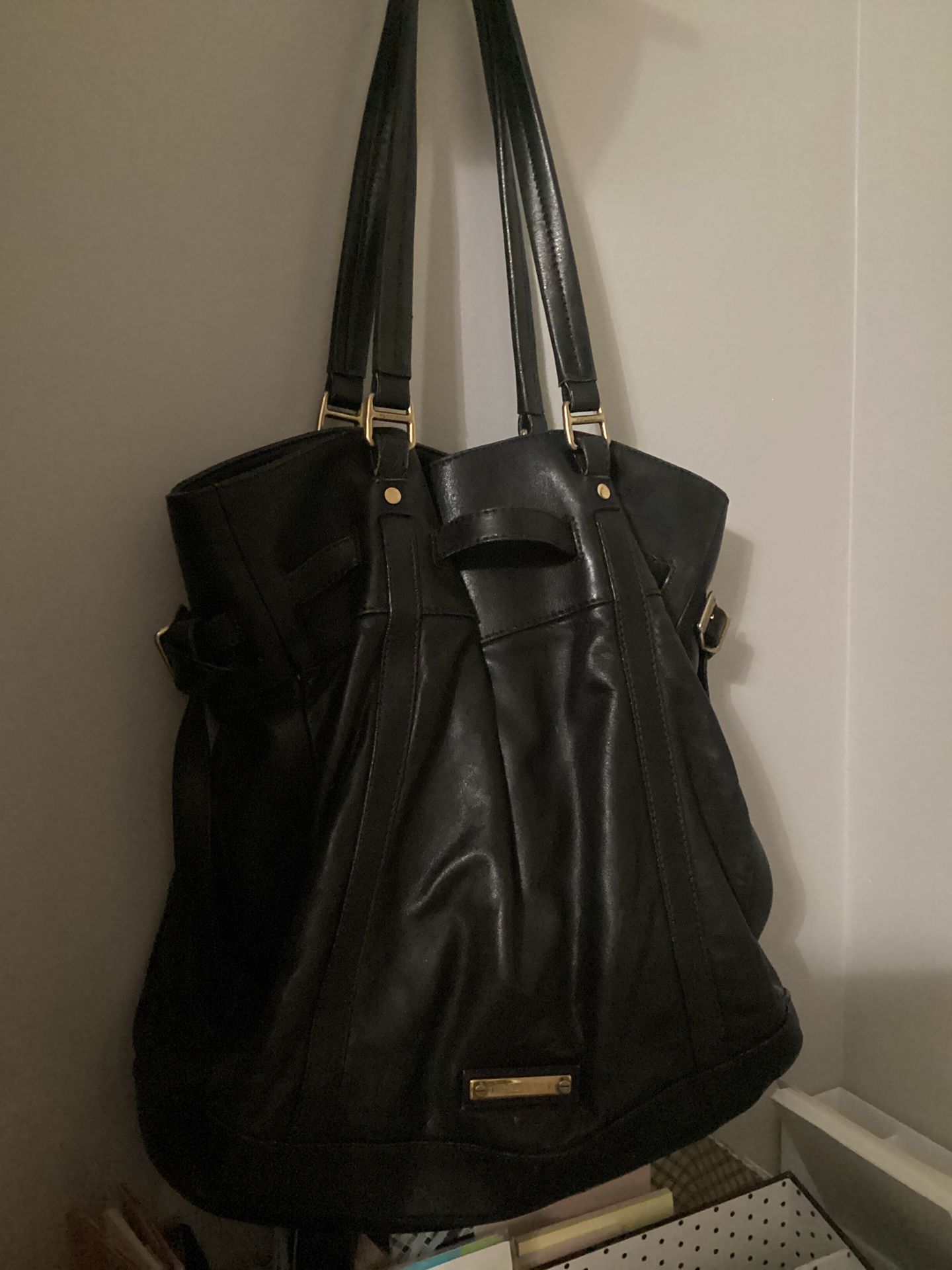 Authentic black Leather BURBERRY BAG
