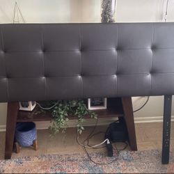 Almost New  Leather Full Size Headboard With Rails