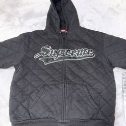 Supreme Quilted Zip Up Hooded Sweatshirt