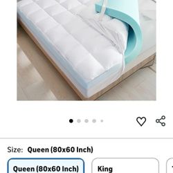 WhatsBedding Queen Size Dual Layer 4 Inch Memory Foam Mattress Topper,2 Inch Gel Memory Foam and 2 Inch Pillow Top Mattress Pad Cover NEW NEVER USED F
