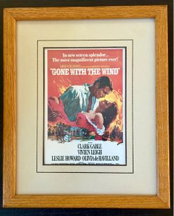 1967 Framed Re-release Poster for Film Gone with the Wind, 11”