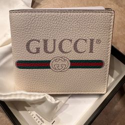 Gucci Print Bi Fold Wallet White