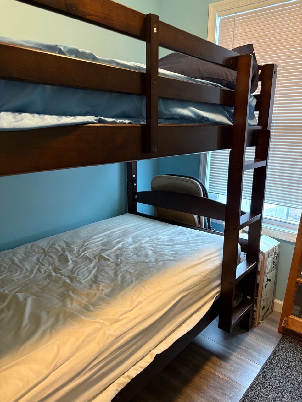 Dark Brown Wood Twin Bunk Bed Frame for Sale in Forked River, NJ - OfferUp