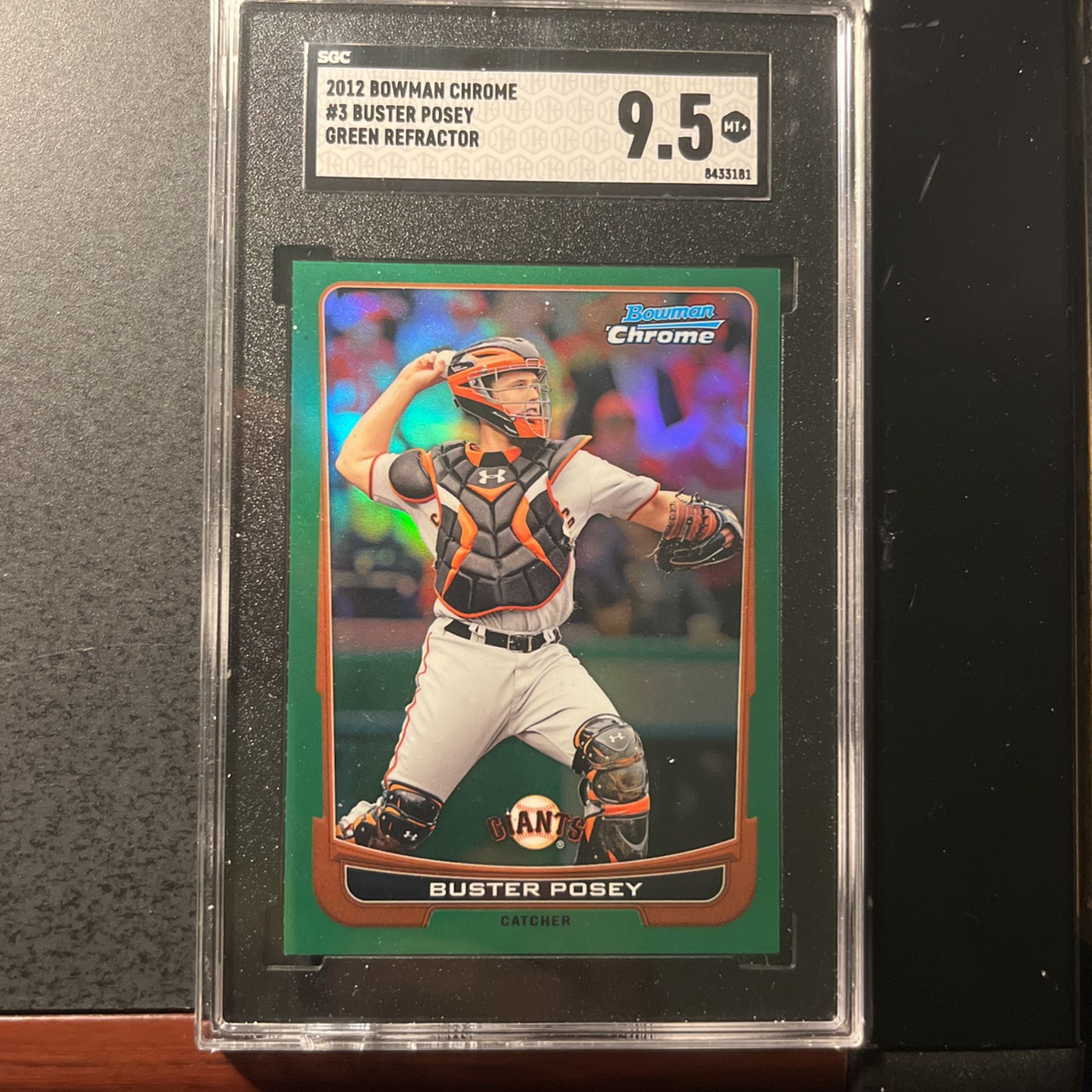 Buster Posey 2012 Green Refractor Card, Graded 9.5