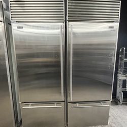 Sub Zero Bottom Freezer Built In 60” Refrigerator Stainless Steel
