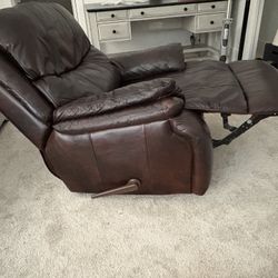Brown Faux Leather Recliner – Comfortable, Good Condition