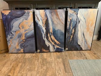 New!✨ 3 pc 24x36 modern abstract canvas wall art in real wood frame Retails for $140