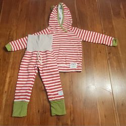 Purl Lamb 2T 3T Striped Hooded Pajama Set