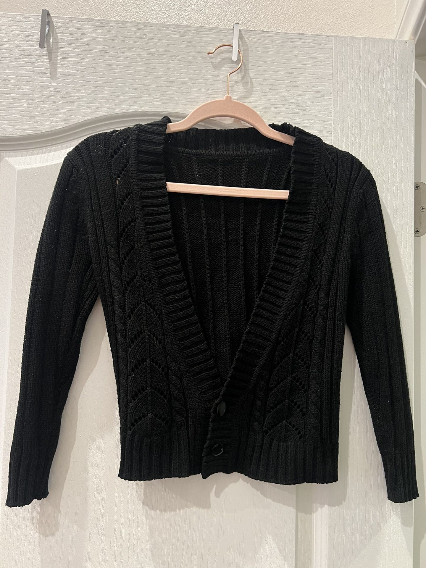 S Black Cropped Cardigan