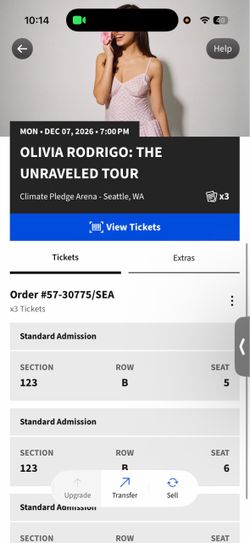 Olivia Rodrigo Unraveled Tour Tickets x1