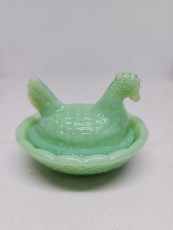 Vintage jadiet green salt cellar